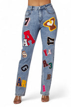 Emmiebree Letter Patch Denim Jean Pants