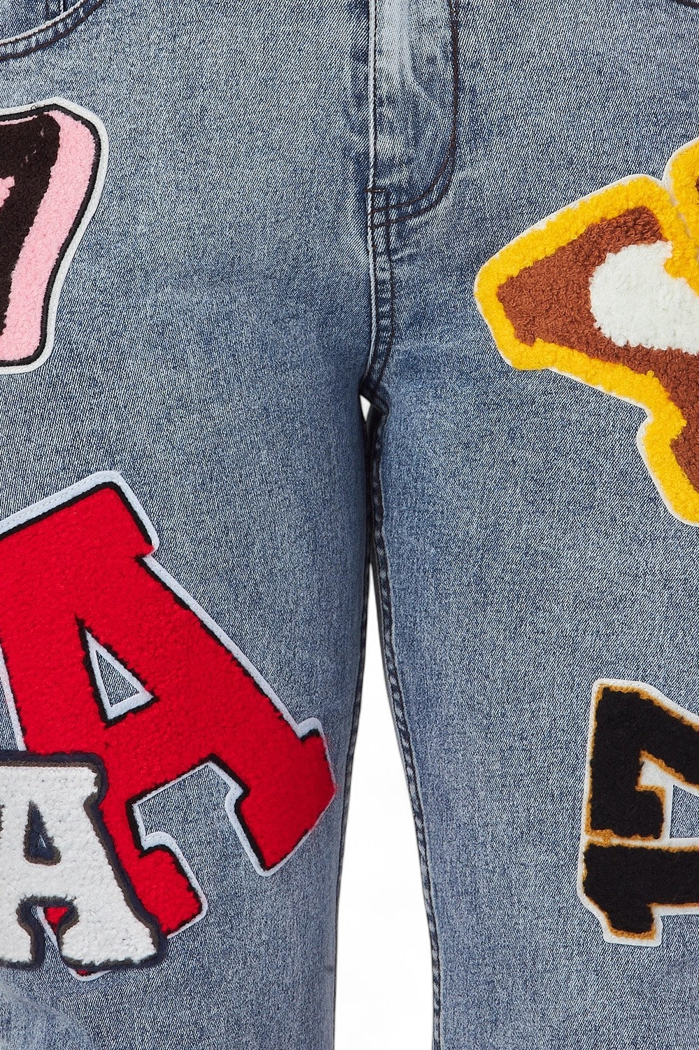 Emmiebree Letter Patch Denim Jean Pants